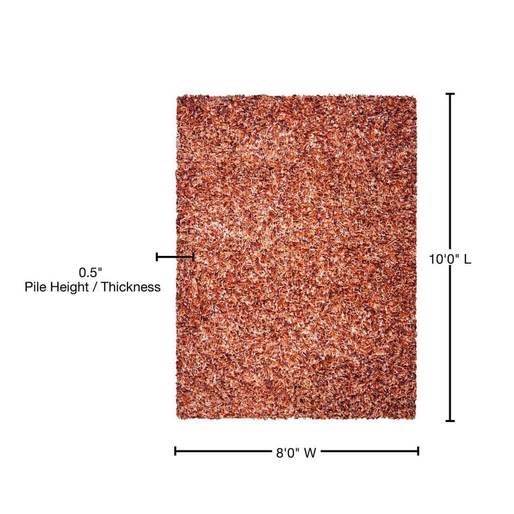 Rio Shag SG960 Hand Loomed Indoor Area Rug - Rust/Ivory - 8'x10' - Safavieh