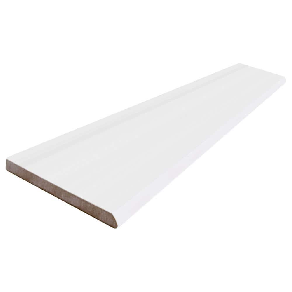 Terius Dolomite Warm White 3.54" x 23.54" Polished Marble Look Porcelain Bullnose Tile Trim