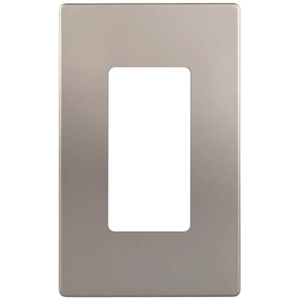 ENERLITES Elite Series Screwless Decorator Wall Plate Child Safe Outlet Cover, Size 1-Gang, Unbreakable Polycarbonate Thermoplastic, SI8831-NK, Nickel