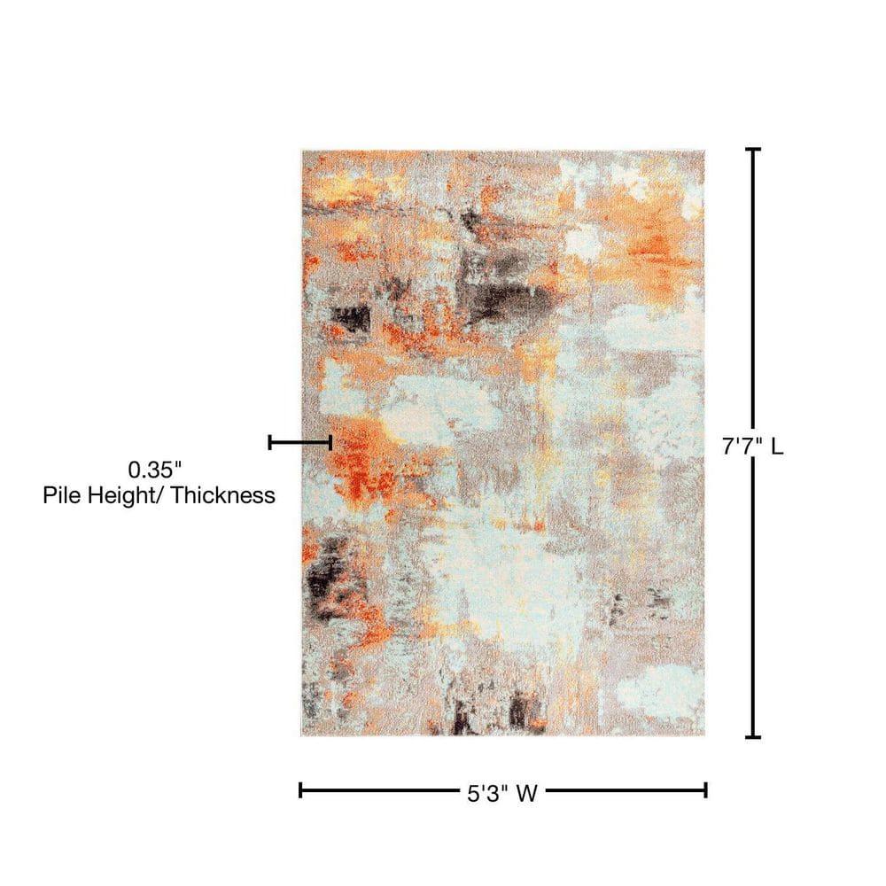 JONATHAN Y Contemporary POP Modern Abstract Vintage Cream/Orange 5 ft. x 8 ft. Area Rug