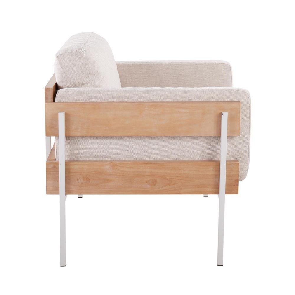 Kari Accent Chair White/Natural/Cream - LumiSource: Upholstered Polyester, Steel Frame, Removable Cushions