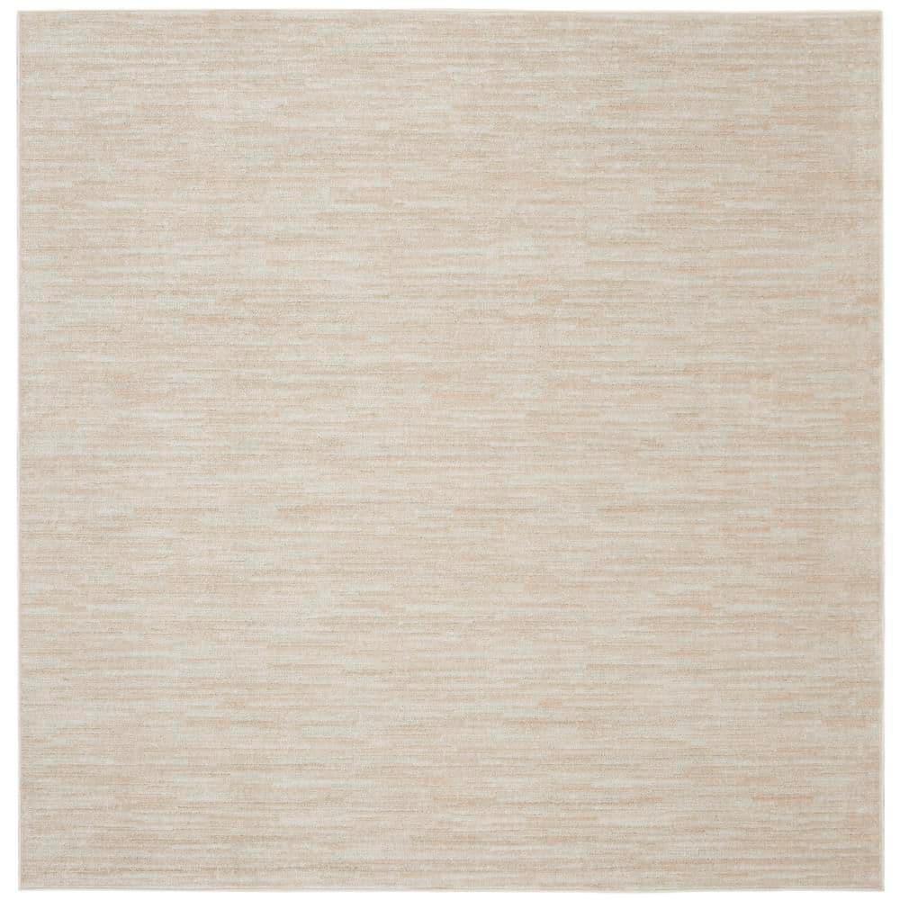 Nourison Essentials Easy Care Indoor Outdoor Area Rug - Ivory Beige 5' x Square