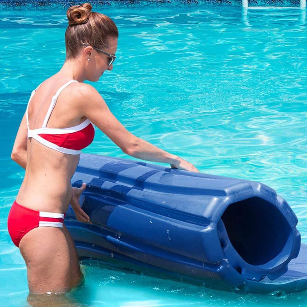 Big Joe Aquaria Roll Up Padded Soft Ripple Wave Floating Water Lounge Raft with Aqua Cell Foam Full Body Support for Swimming Pools, Blue