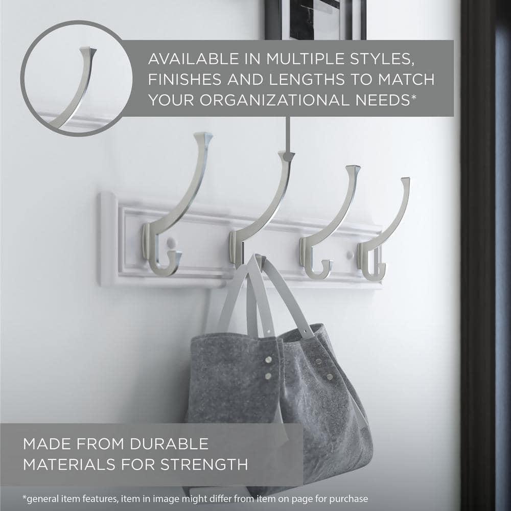 Franklin Brass 27 in. Rail with 6 Heavy Duty Coat and Hat Hooks in Bark and Satin Nickel