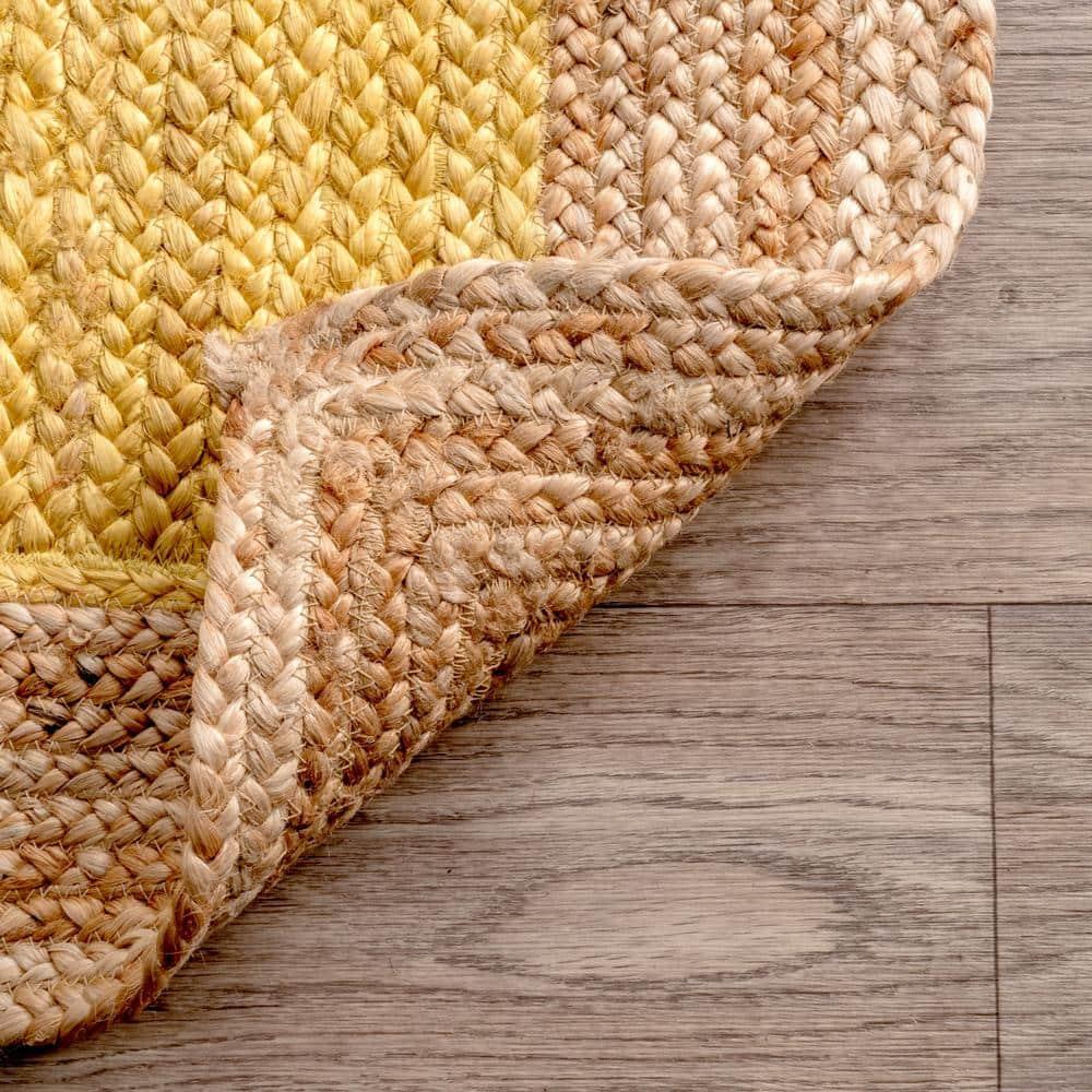 Elanora Farmhouse Bordered Jute Yellow 5 ft. x 8 ft. Area Rug