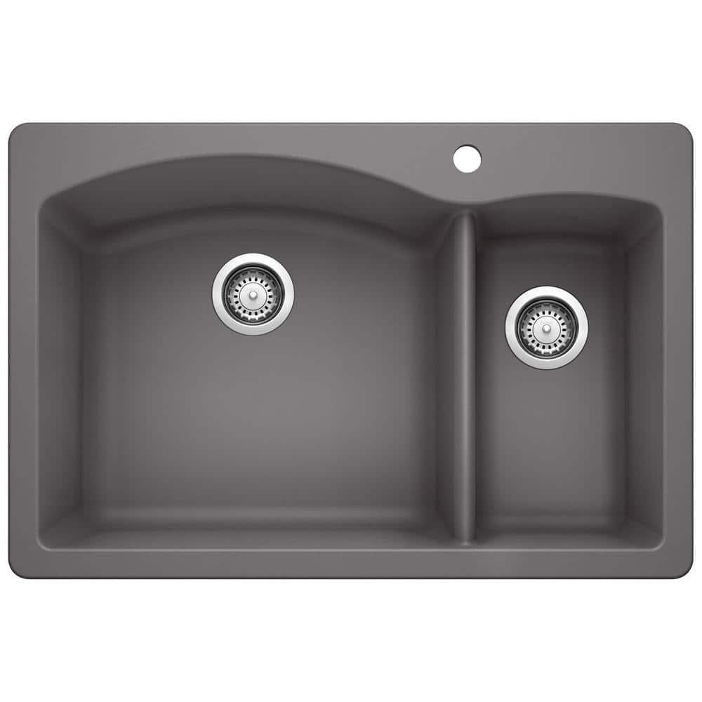 Diamond Silgranit 33" L x 22" W Double Basin Drop-In/Undermount Sink