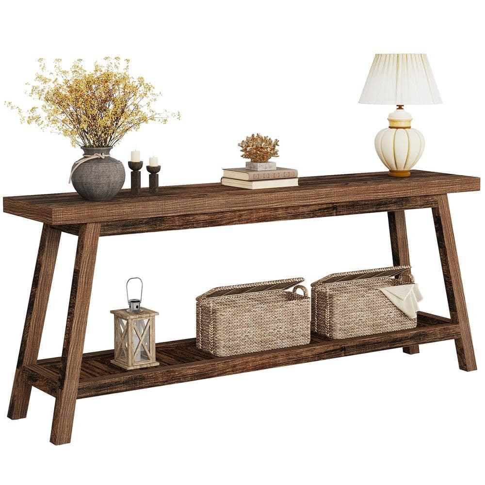 Gracie Oaks 70.9-Inch Farmhouse Console for Entryway, 2-Tier Entry Table Sofa Table