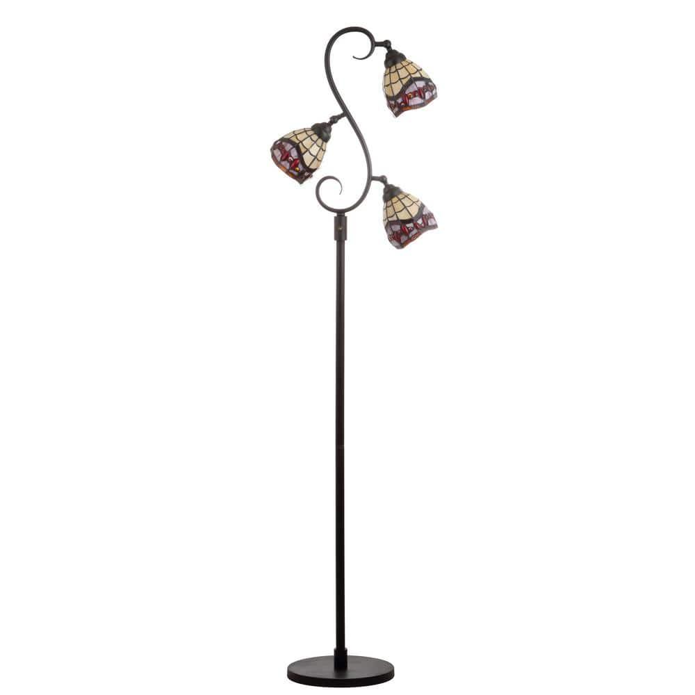JONATHAN Y JYL8013A Walker Tiffany-Style 70.5" Multi-Light LED Floor Lamp, Traditional for living room, dinning room, bedroom, office Bulb Included, Bronze