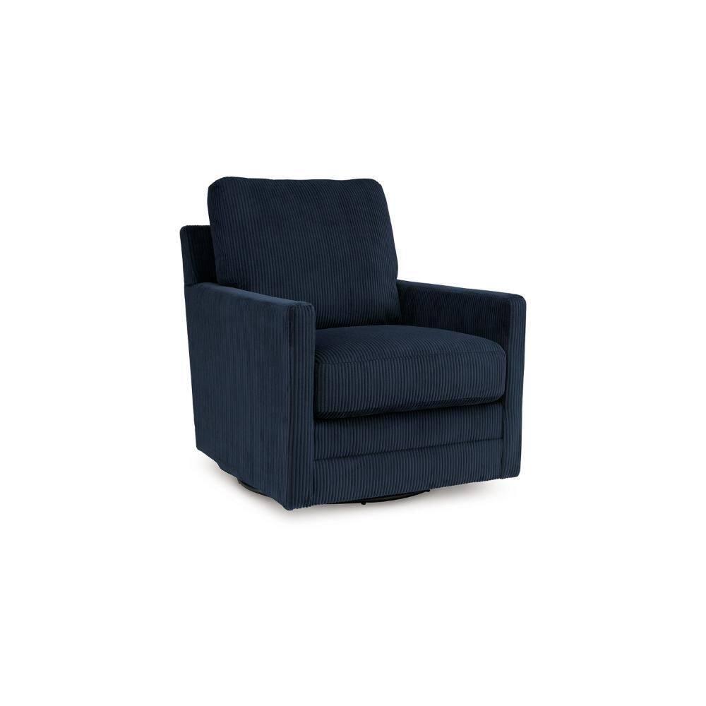 Lipo Blue Polyester Blend Swivel Accent Chair with Metal Frame