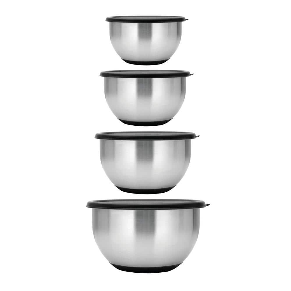 BergHOFF BergHOFF International Essentials 8pc 18/10 Stainless Steel Mixing Bowl Set with Lids
