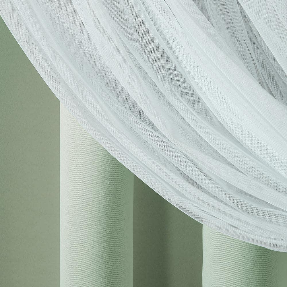 TOWN & COUNTRY LUXE Talia Double Layer Indoor Curtains, Sheer and Room Darkening Blackout, Grommet Top, Energy Efficient, 2-Pack Set, 52"x108", Mint Green