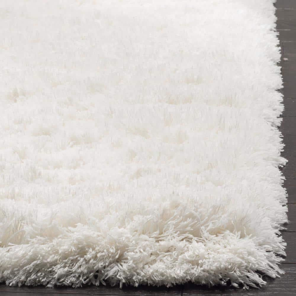 Polar Shag PSG800 Power Loomed Indoor Accent Rug - 4'x4' - White - Safavieh