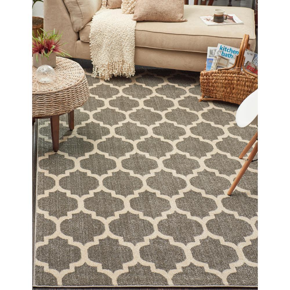 Unique Loom 5' 1 x 8' 0 Trellis Philadelphia Dark Gray Area Rug