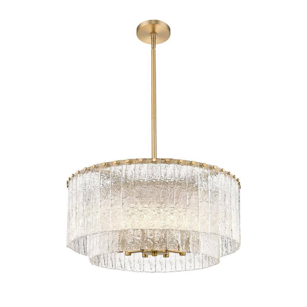 Glacier Modern Gold and Glass Two-Tier Pendant Light