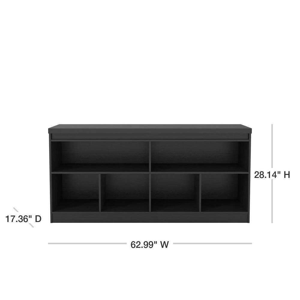 62.99" Viennese 6 Shelves Buffet Cabinet Matte Black - Manhattan Comfort: Modern Credenza Console