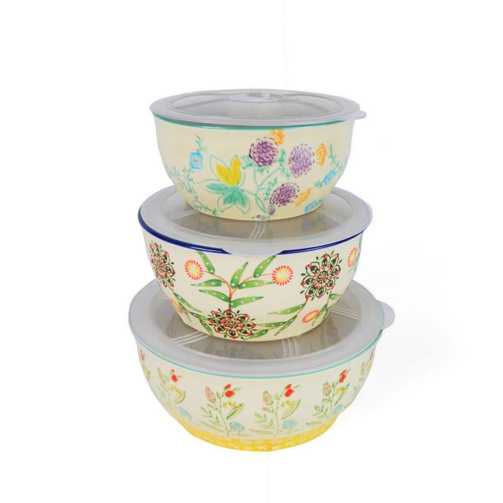 Ella 3 Piece Stoneware Storage Bowls Set with Lids