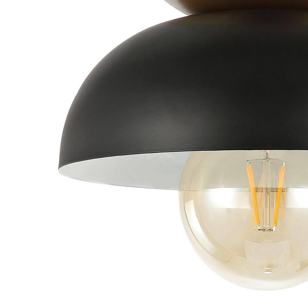 Paulina 8.5" 1-Light Classic Industrial Iron LED Flush Mount, Black/Gold Painting
