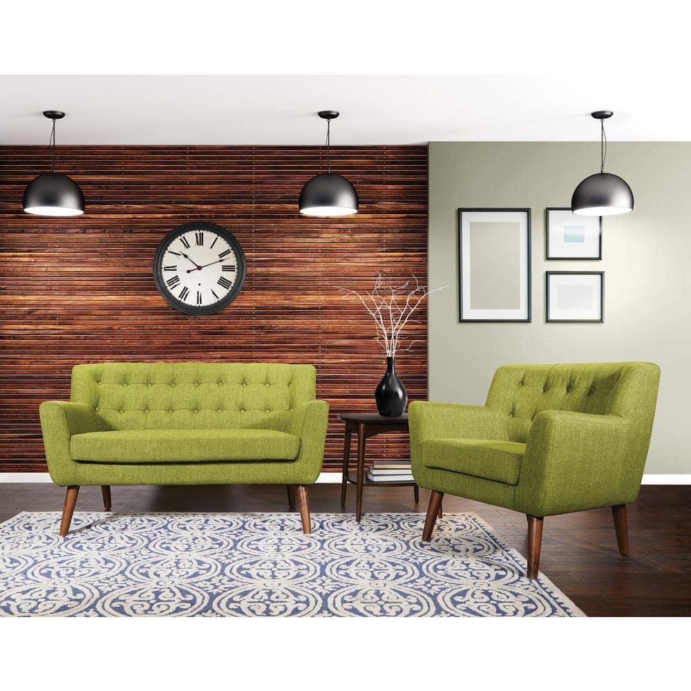 Mill Lane Loveseat in Green Fabric with Coffee Legs