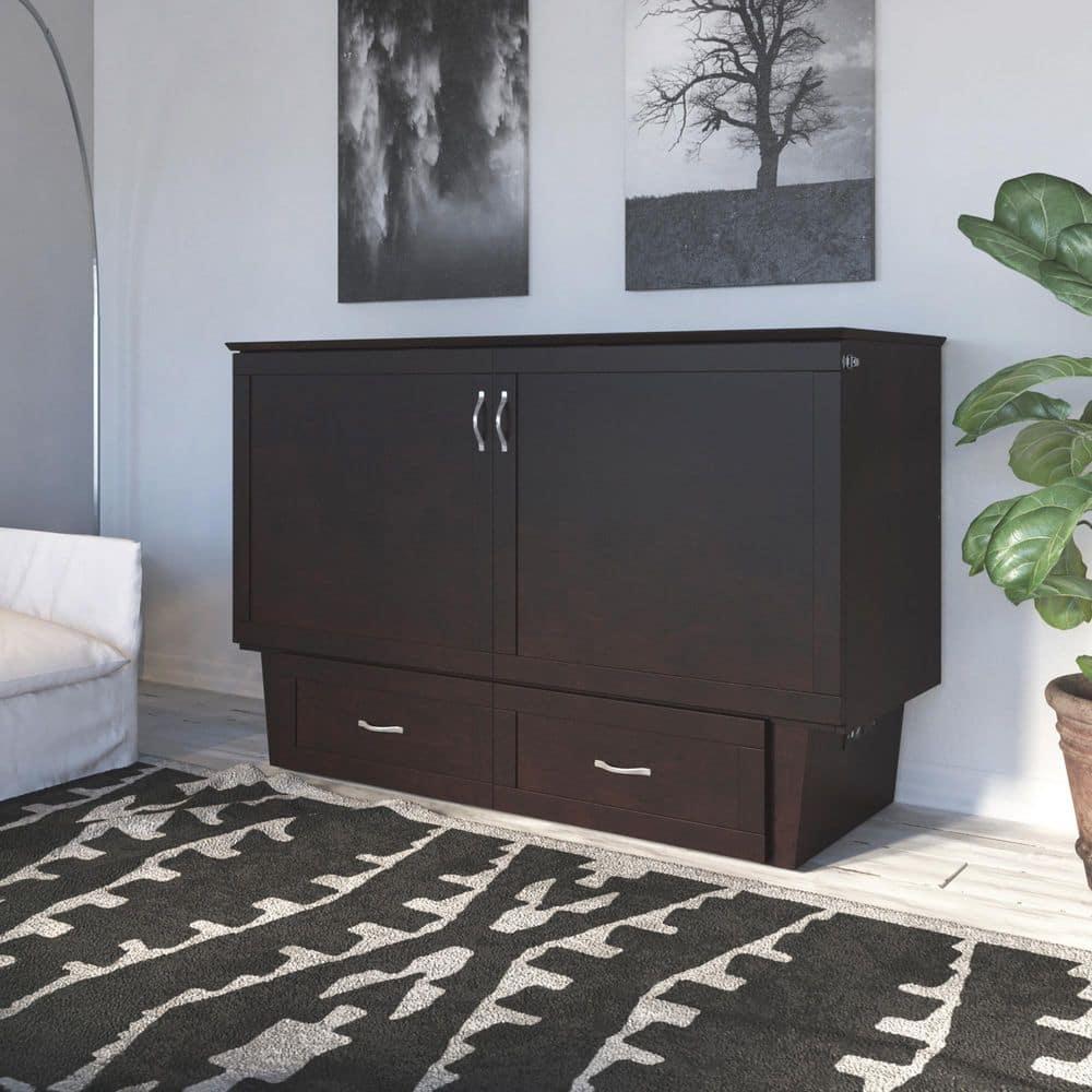 Queen Monroe Murphy Bed Chest with Memory Foam Mattress - AFI