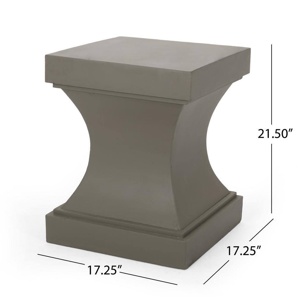 GDF Studio Atrass Outdoor Modern Lightweight Concrete Side Table, Light Gray