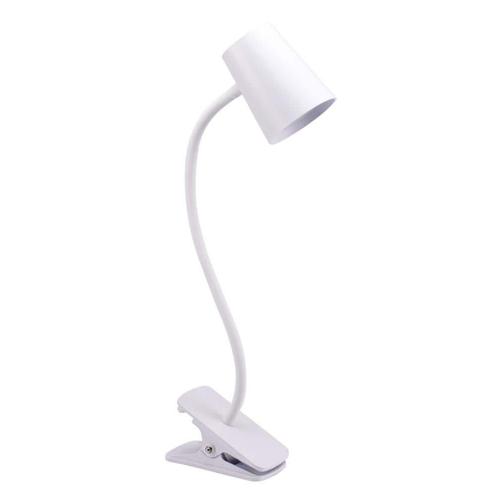 Adjustable LED Clamp Light, 7.48 in. White, Indoor, Desk Lamp