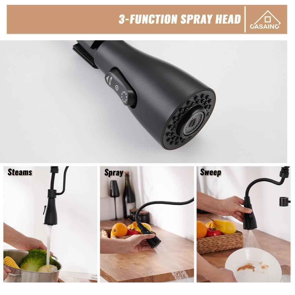 CASAINC CASAINC Single Bowl White Fireclay Farmhouse Kitchen Sink With Faucet Included KCSL0035-36W22M