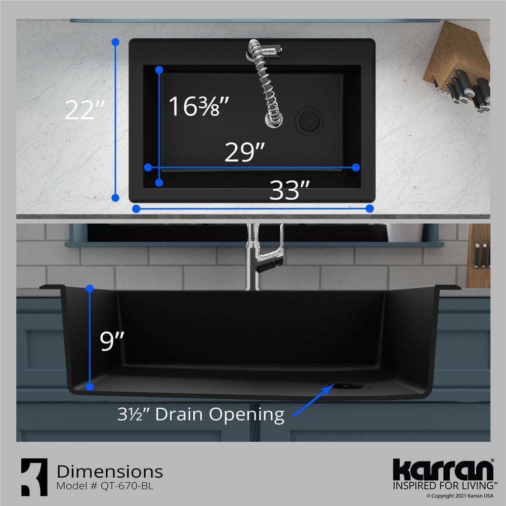 Karran Drop-in Quartz Composite 33'' X 22'' 1-Hole Single Bowl Kitchen Sink