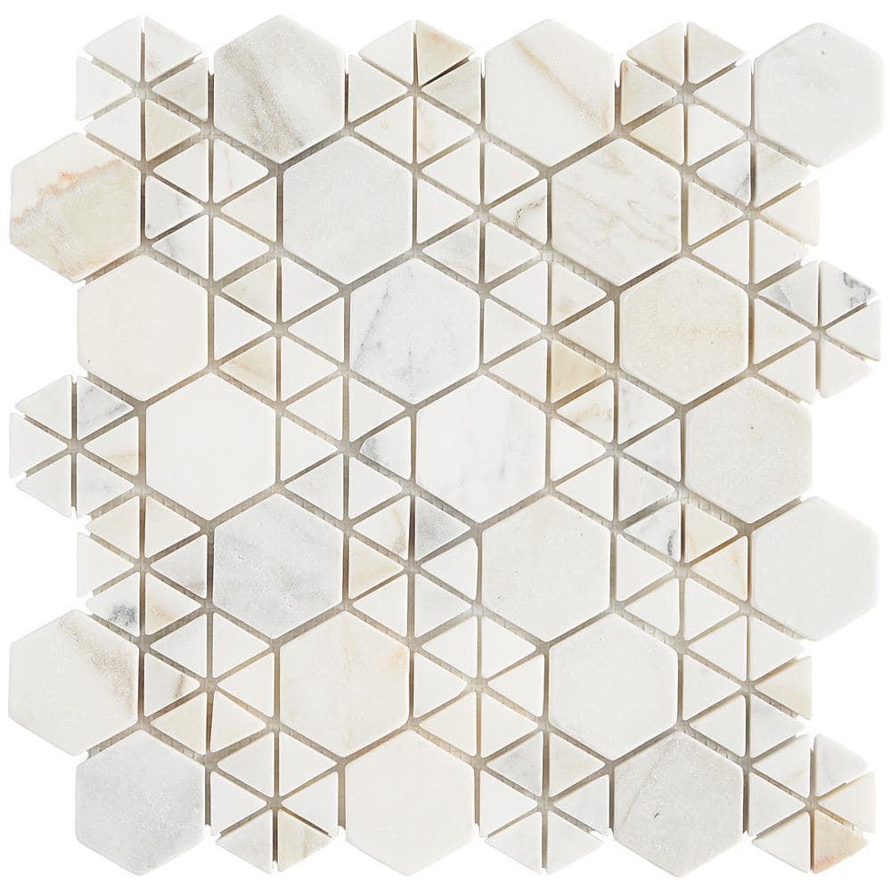 Elizabeth Sutton Curve Horizontal 2" x 12" Marble Novelty Mosaic Wall & Floor Tile ( 1 sq. ft. / sheet)