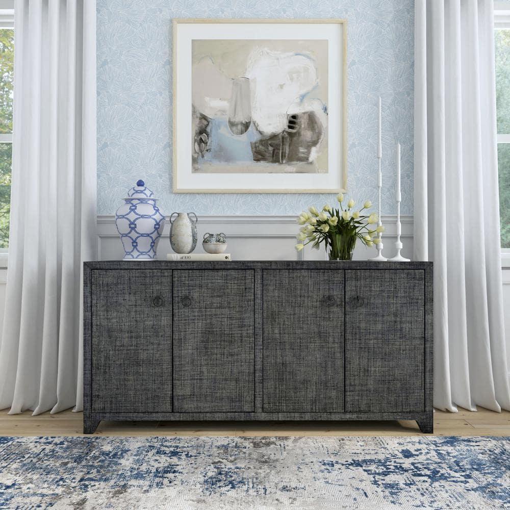 Butler Specialty Company Bar Harbor Raffia 4 Door 70" Sideboard - Charcoal