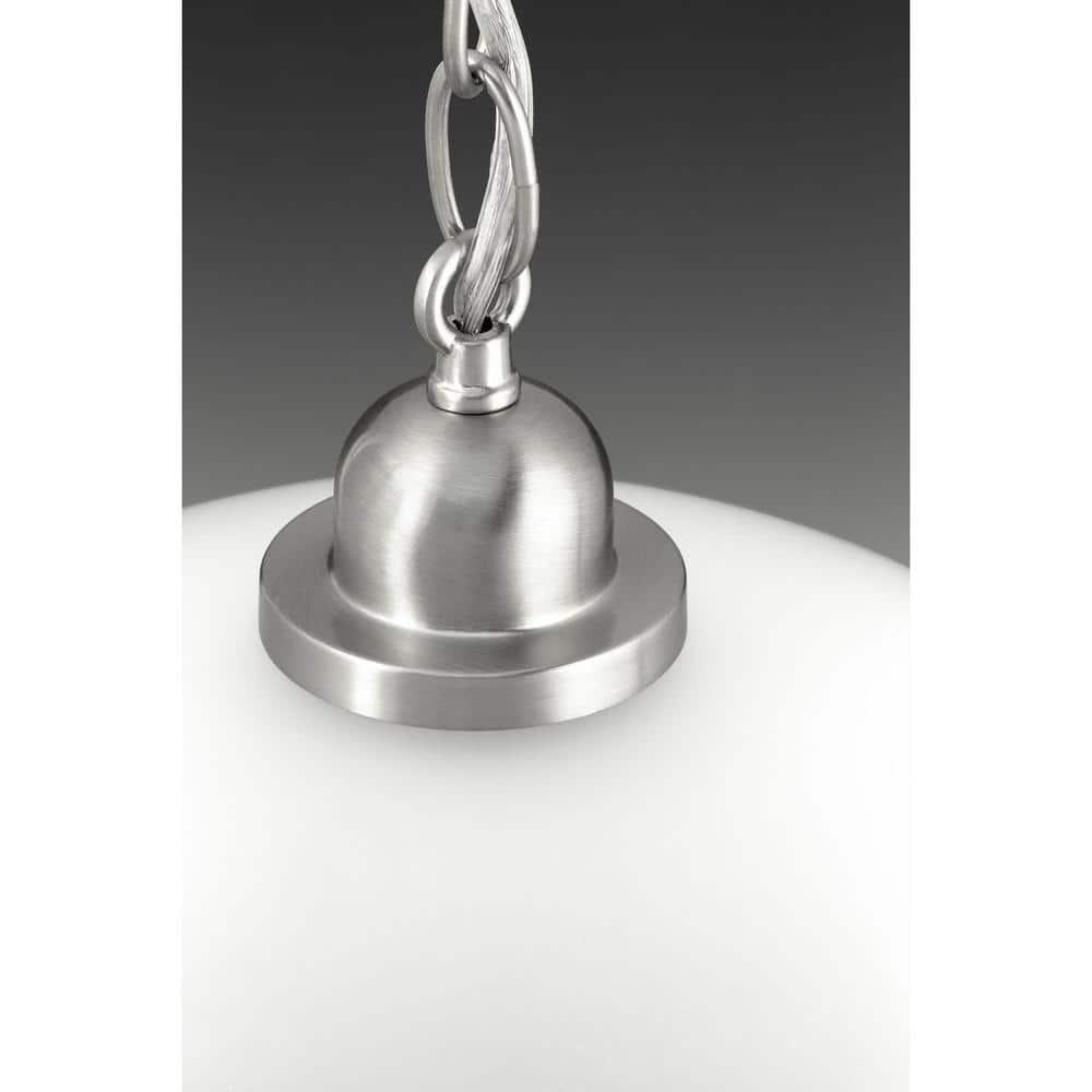 Progress Lighting, Classic Collection, 1-Light Pendant, Brushed Nickel, Etched Glass Shade