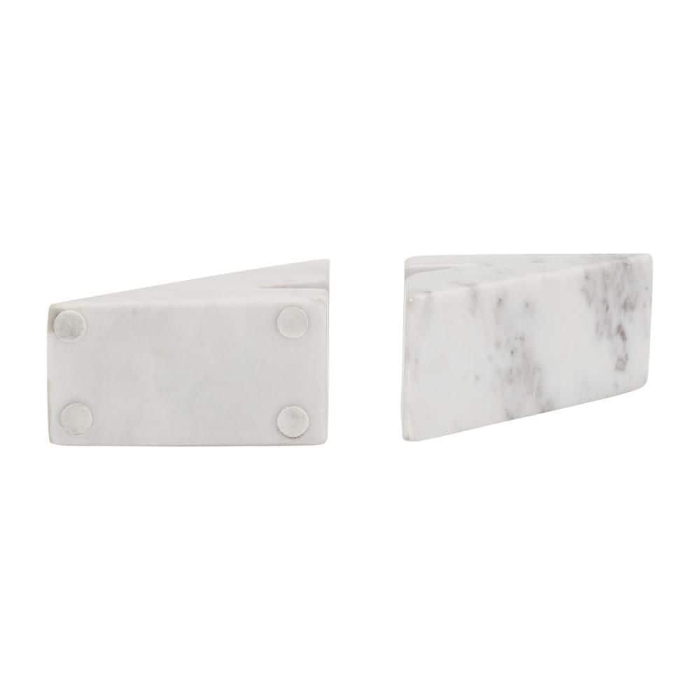 Sagebrook Home Marble, Set of 2 6"h Right Triangle Bookends, White