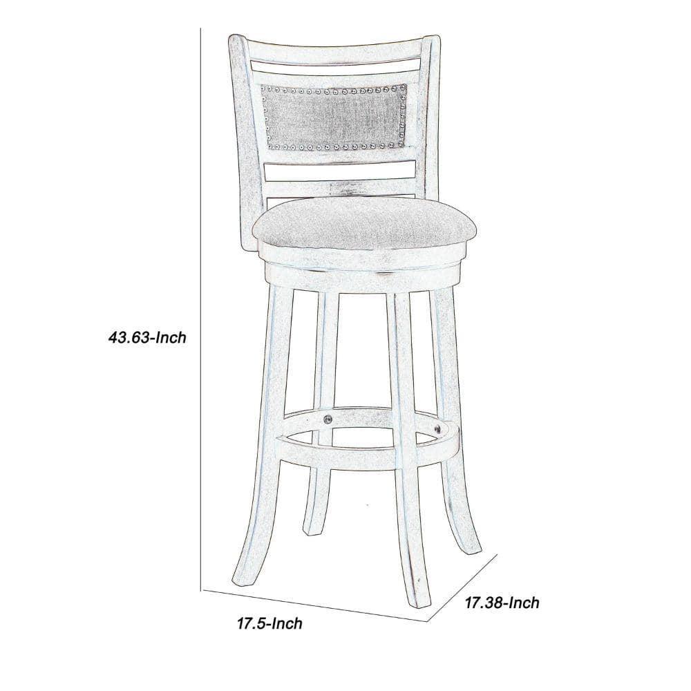 Curved Swivel Barstool with Fabric Padded Seating Brown and Beige - Saltoro Sherpi