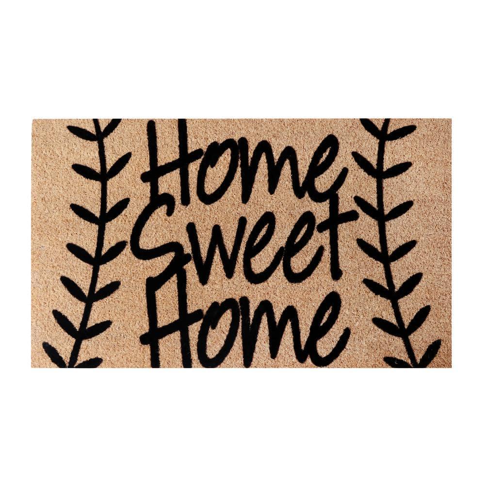 A1HC Natural Coir Flocked Doormat with Heavy Duty Non-Slip PVC Backing Easy to Clean, Fade Resistant, Pet Friendly Outdoor Welcome Mat, Low-Profile Durable Doormat