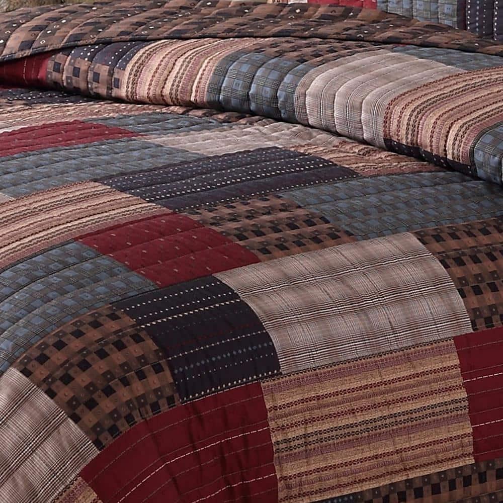 2pc Twin Gunnison Quilt Set Red/Assorted Grays - Style 212