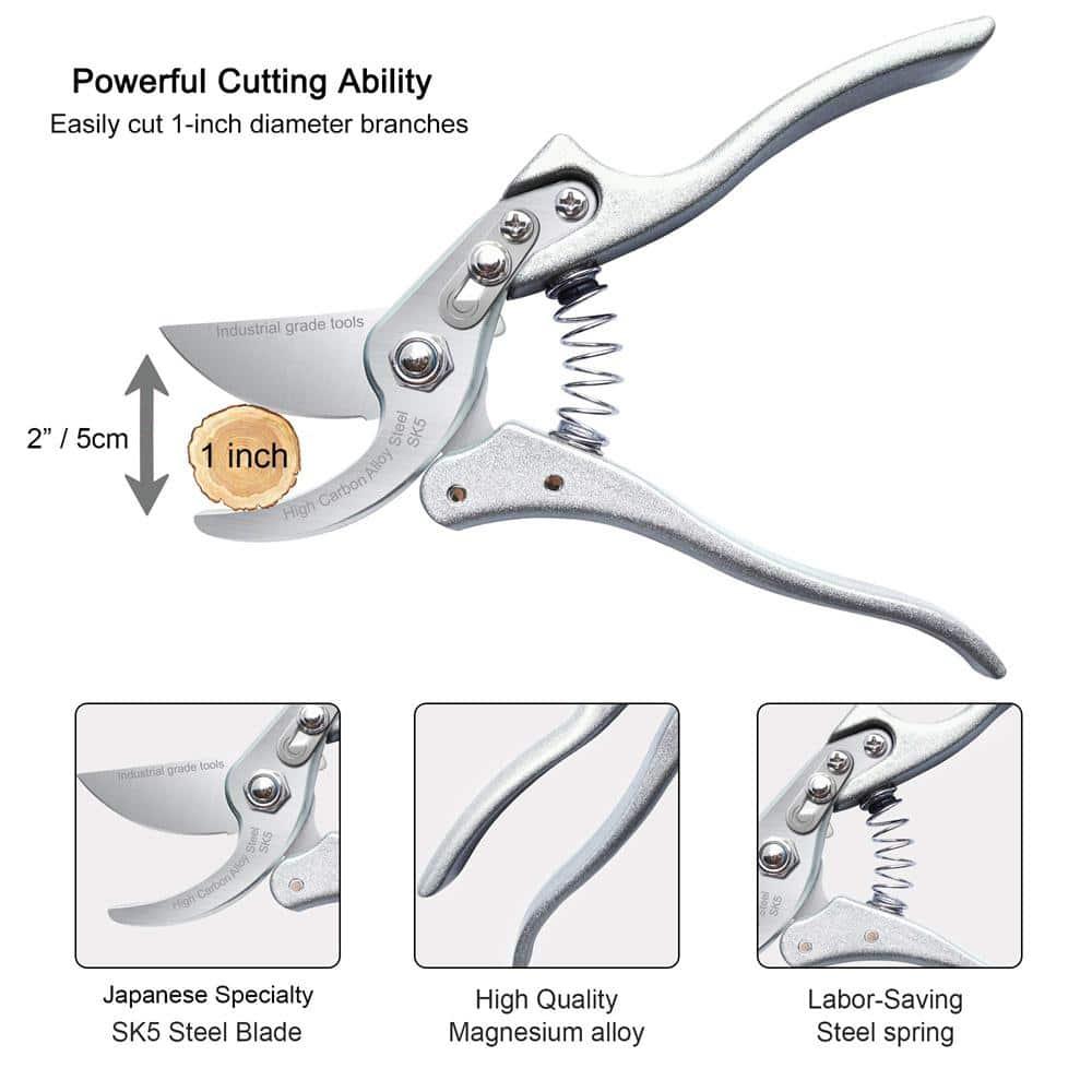 TONMA Pruning Shears for Gardening [Made in Japan] 8 Inch Bypass Garden Scissors Secateurs, Premium Japanese Gardening Tools Hand Pruner Clippers with Ergonomic Handle