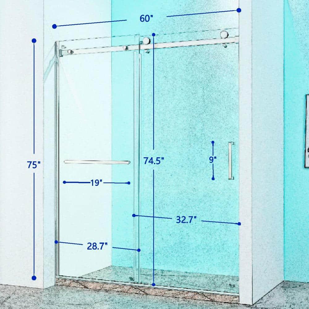 56"-60 ‘W x 75’ Aluminum Framed Shower Door