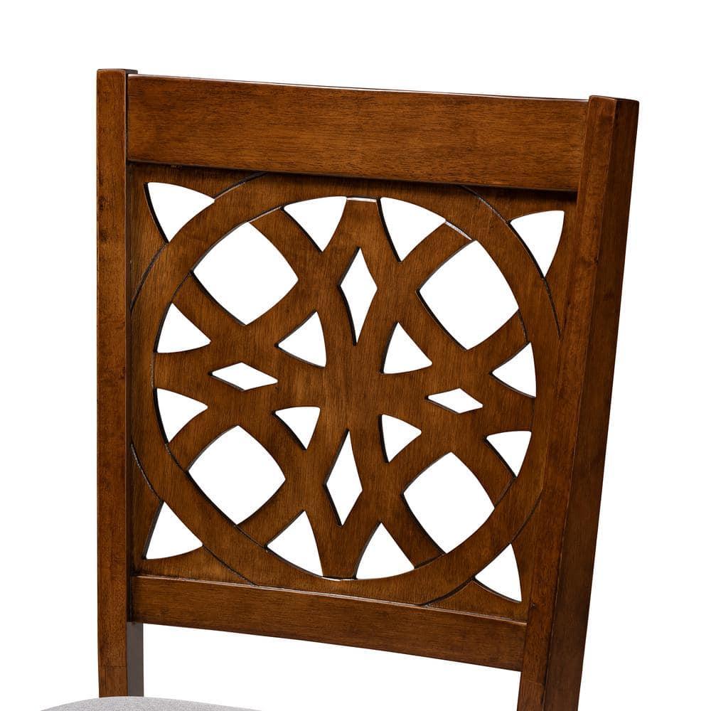 Baxton Studio Abigail Modern Grey Fabric and Walnut Brown Finished Wood 2-Piece Dining Chair Set