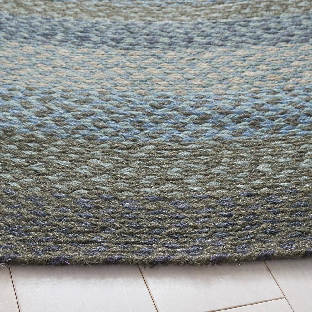 Braided BRD652 Flat Weave Indoor Area Rug - Light Blue/Green - 4'x6' Oval - Safavieh
