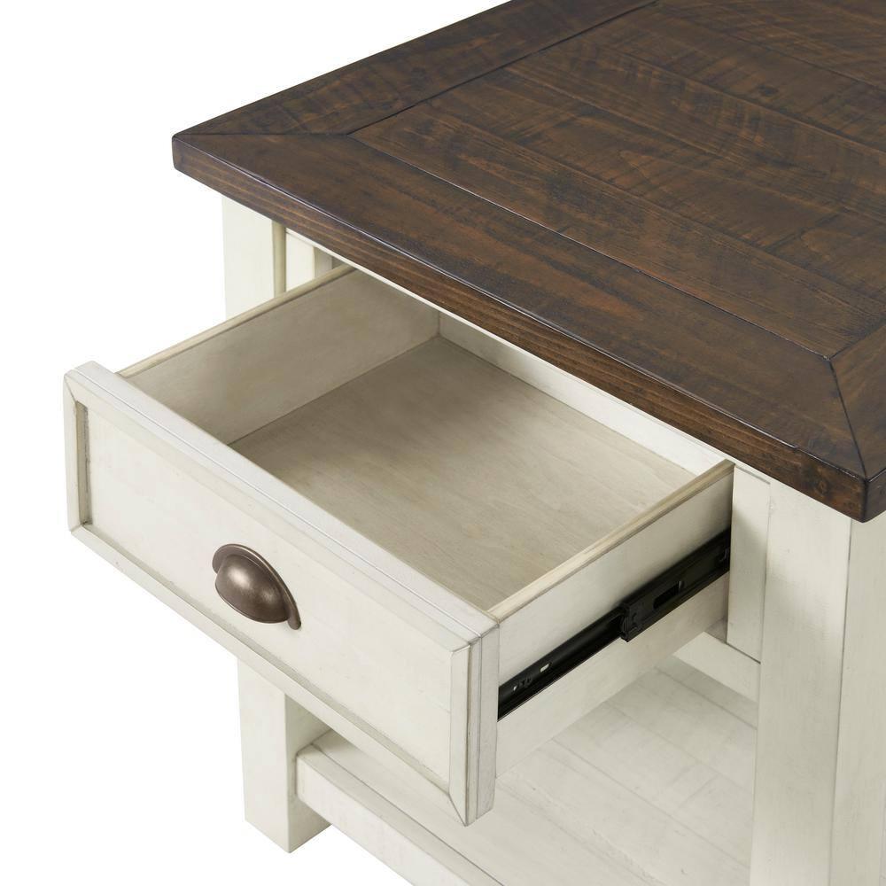 Martin Svensson Home Monterey End Table, Cream White and Brown