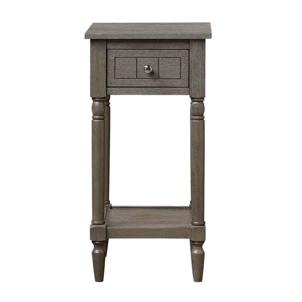 French Country Khloe 1 Drawer Accent Table with Shelf, Wirebrush Dark Gray