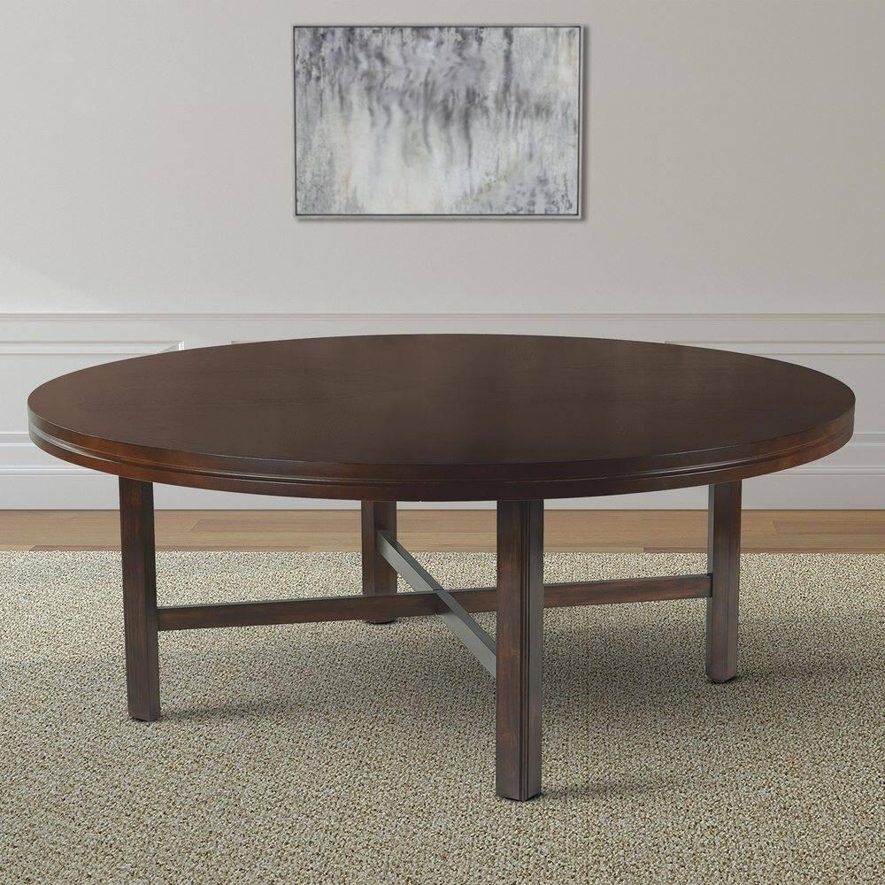 Steve Silver Co. 72" Talbot Round Dining Table Dark Oak : Seats 8, Mid-Century Modern, Wood Veneer