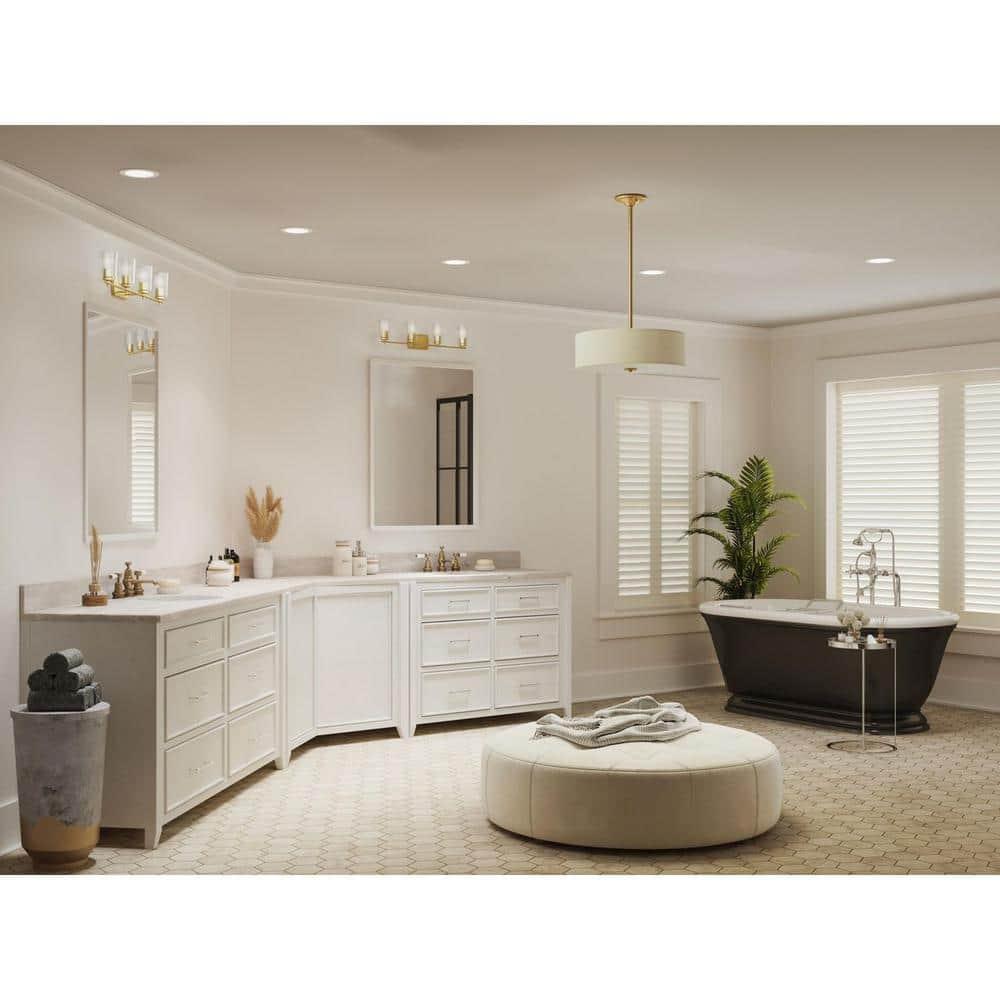 Progress Lighting, Inspire Collection, 3-Light Semi-Flush Mount, Satin Brass, Summer Linen Shade