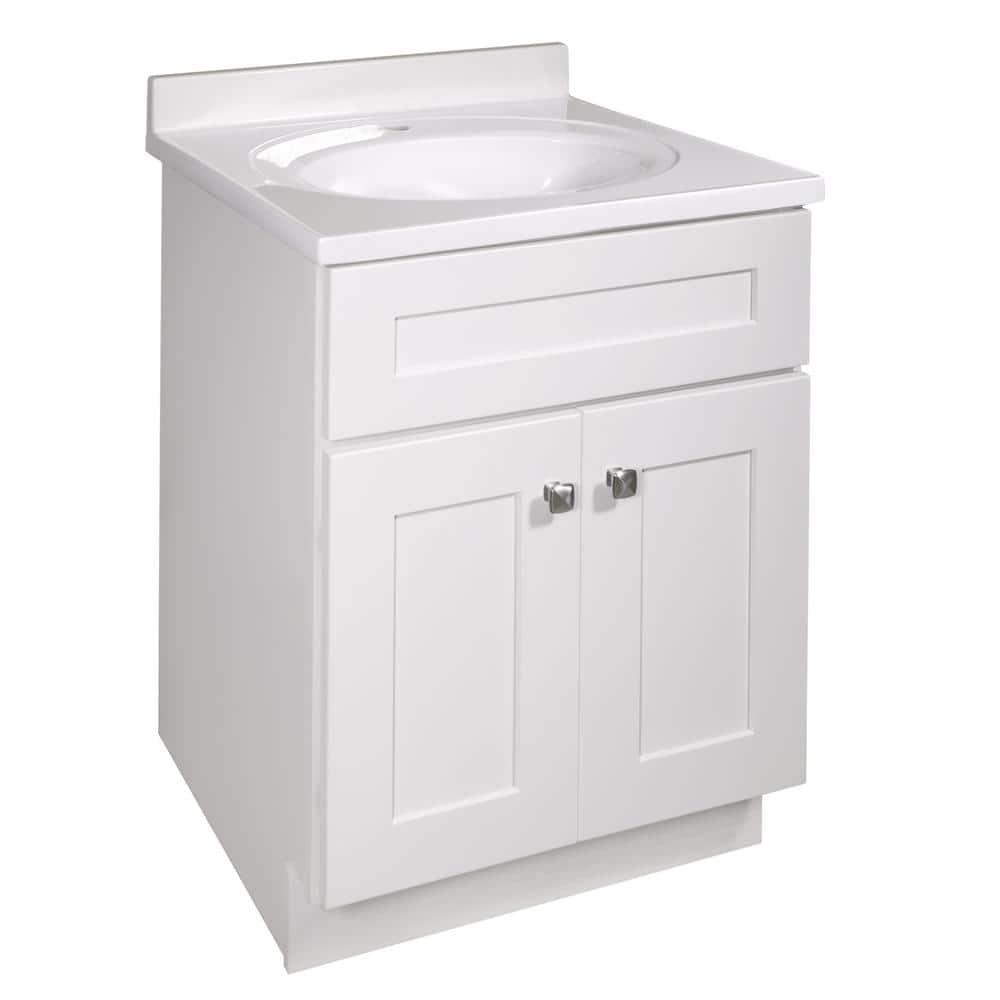Design House Brookings 25 Inch Bathroom Vanity with Cultured Marble Top, Assembled, Sherwin Williams® Gray – Design House, 215541