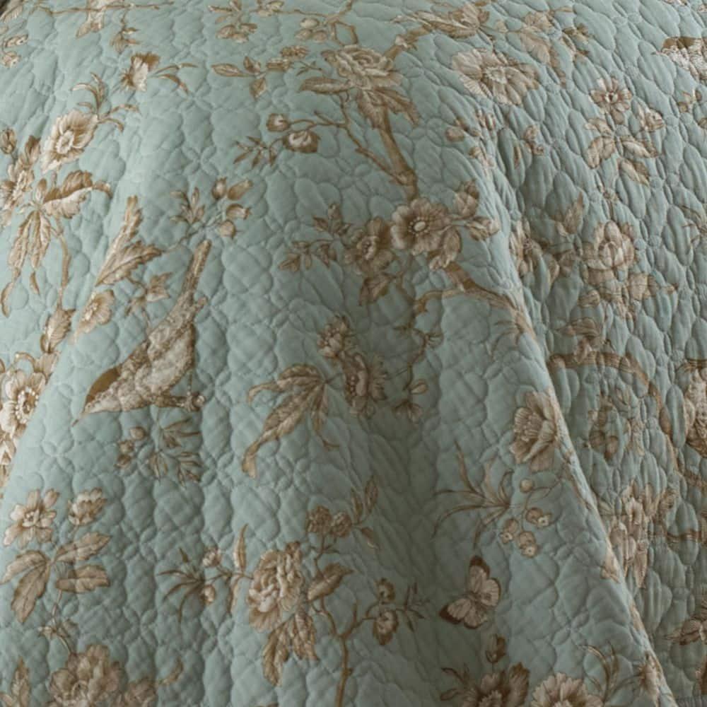 Lyon Teal Toile Quilt Set - One Twin/Twin XL Quilt and One Standard Sham Teal - Levtex Home