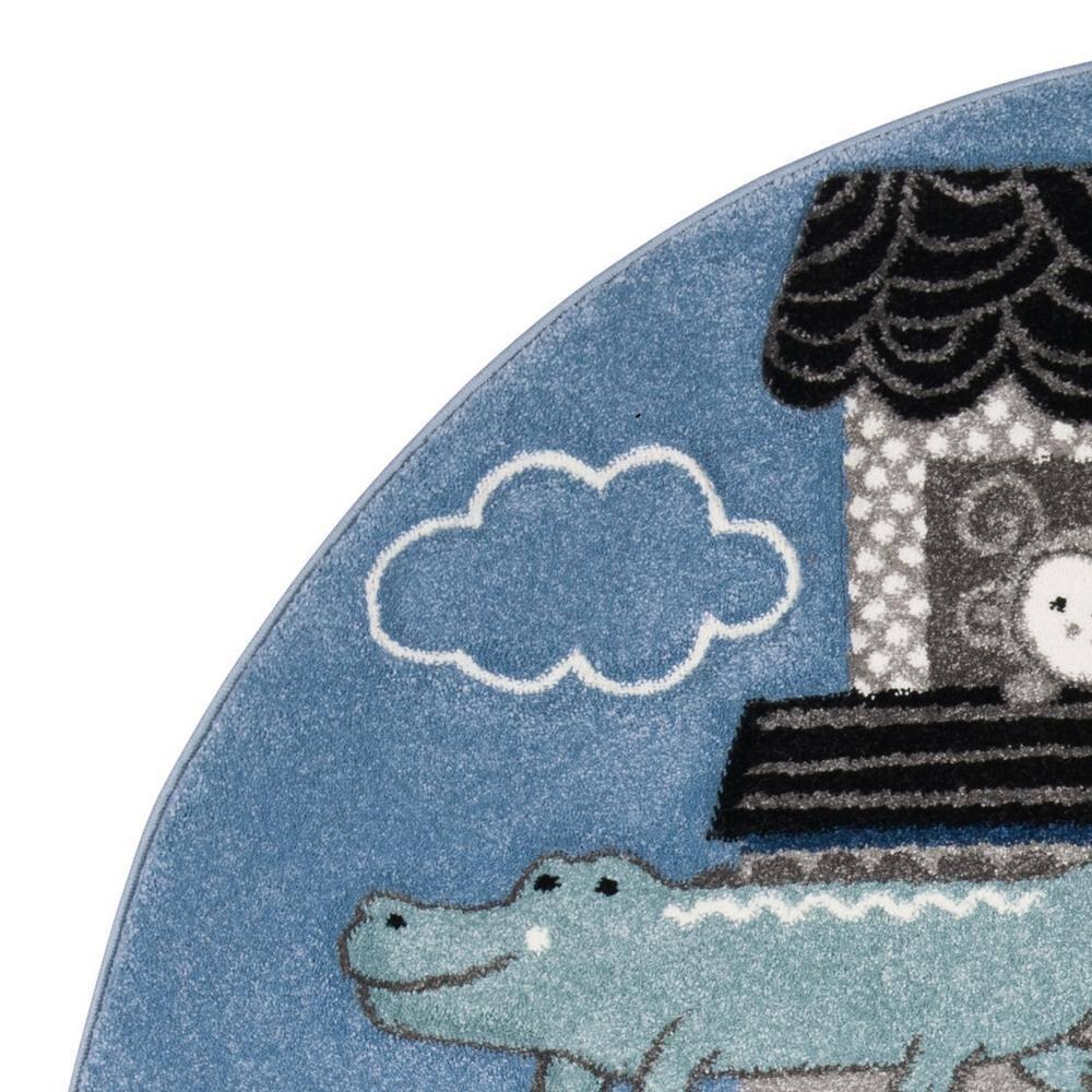 Carousel Kids CRK121 Power Loomed Area Rug - Blue/Grey - 5'3" round - Safavieh.