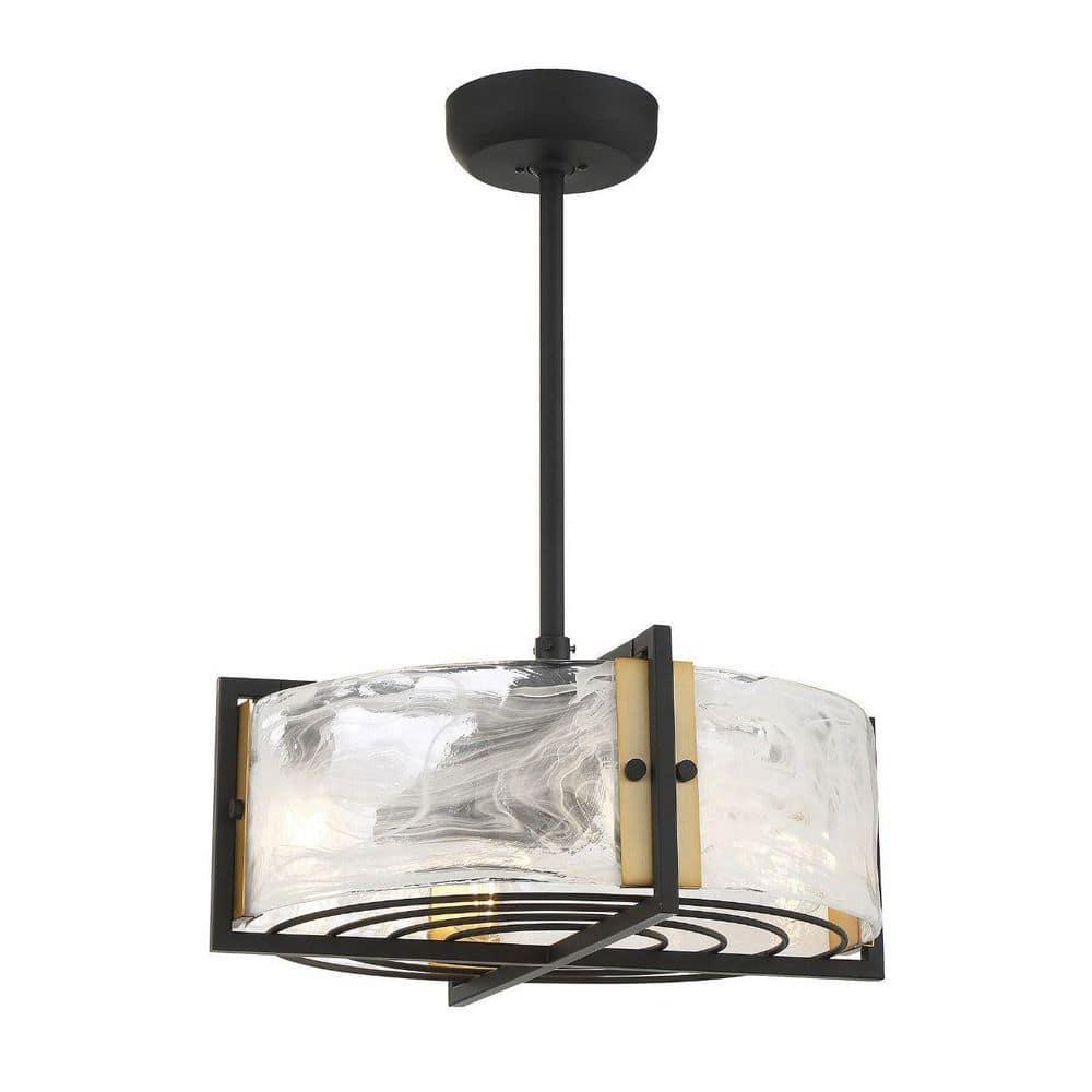 Hayward 4-Light Fan D'Lier in Matte Black with Warm Brass Accents