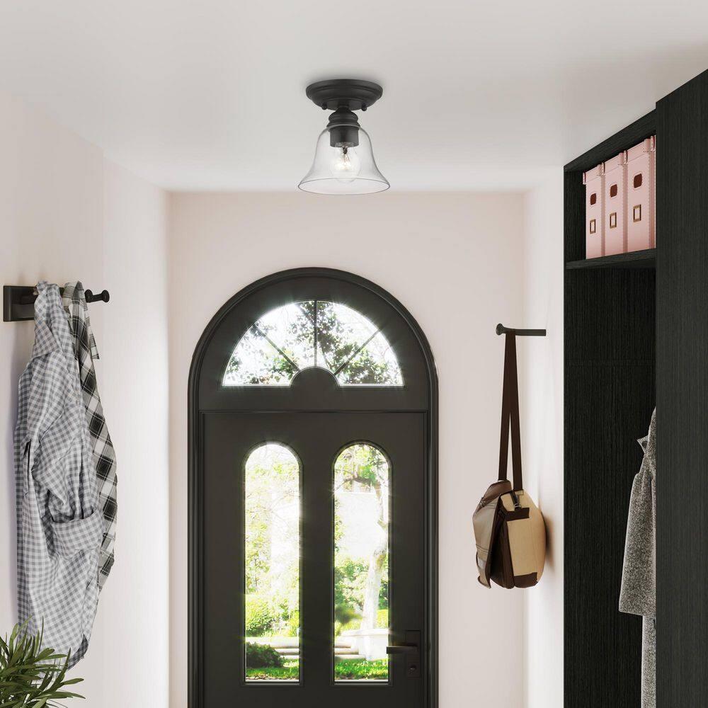Livex Lighting Moreland 1 - Light Semi-Flush Mount in  Black