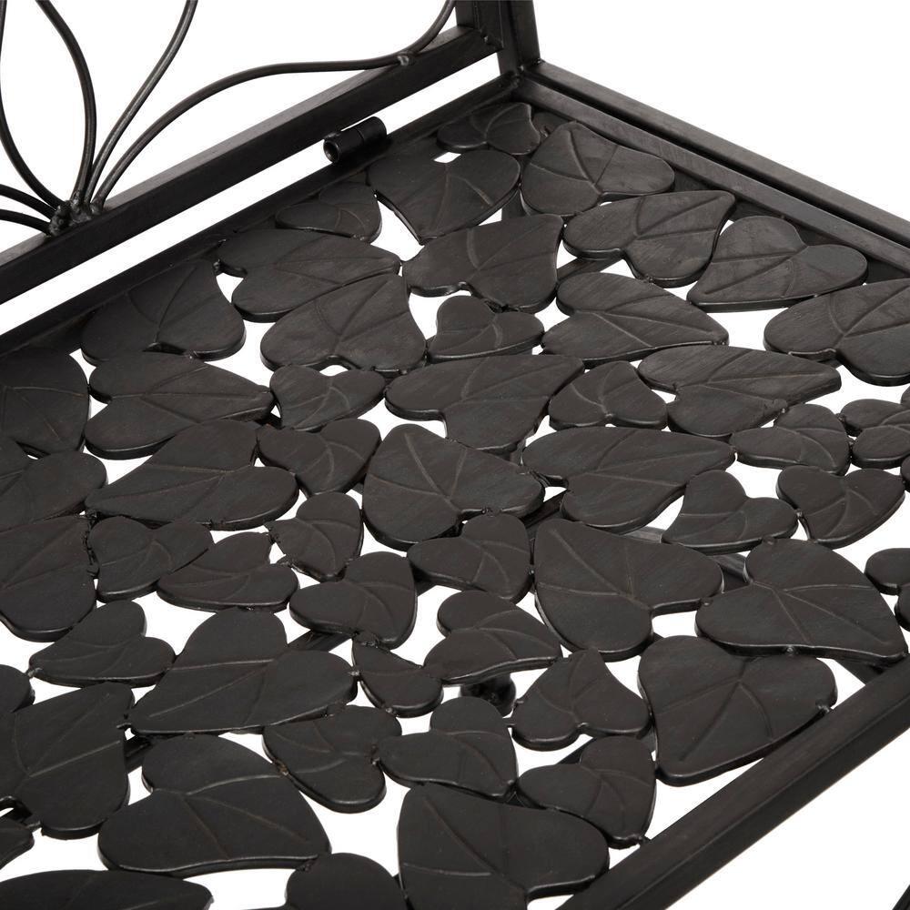 38" x 45" Iron Birds and Leaves Outdoor Garden Bench Brown - Alpine Corporation: Weatherproof, Decorative Yard Seating