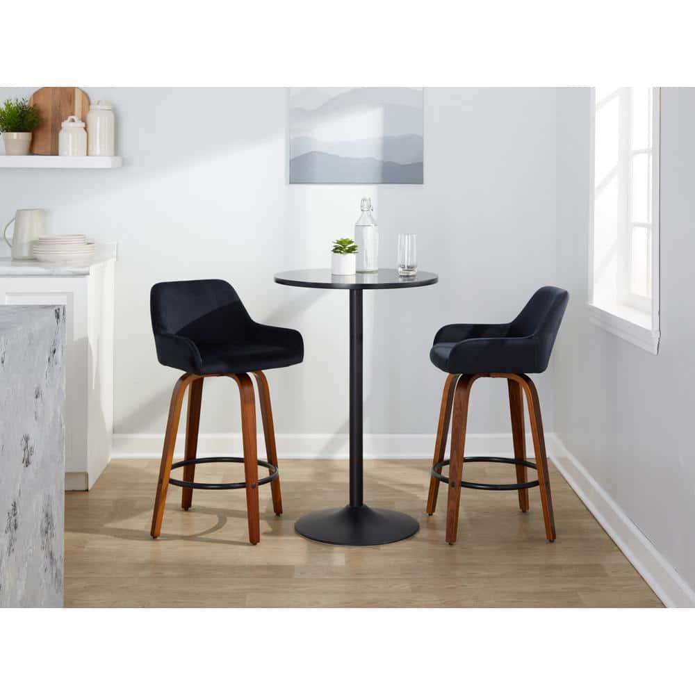 Cassiopeia Fixed-Height Fabric Upholstered Bar & Counter Stool with Bent Wood Legs