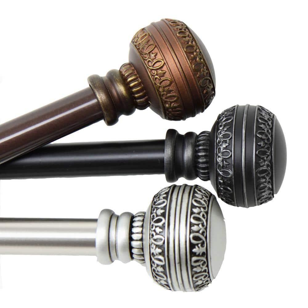 Hart & Harlow Faith 13/16-in 120-in to 170-in Satin nickel Steel Single curtain rod with Finials